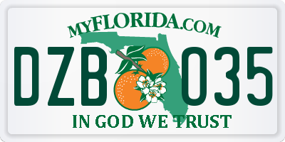 FL license plate DZBO35