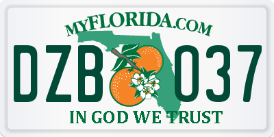 FL license plate DZBO37