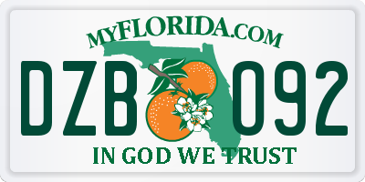 FL license plate DZBO92