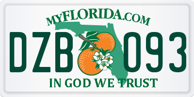 FL license plate DZBO93