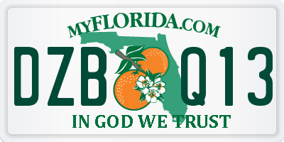 FL license plate DZBQ13