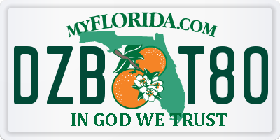 FL license plate DZBT80