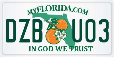 FL license plate DZBU03