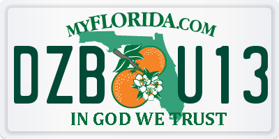 FL license plate DZBU13