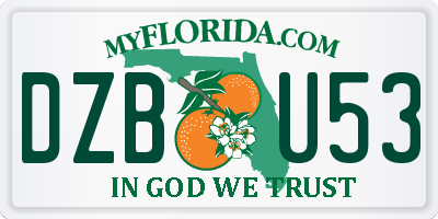 FL license plate DZBU53