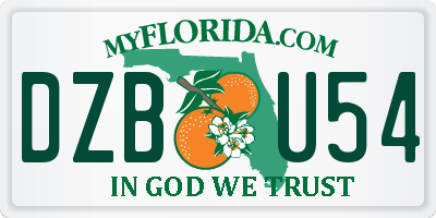 FL license plate DZBU54