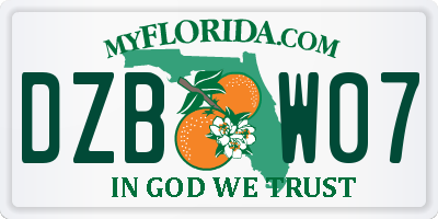 FL license plate DZBW07