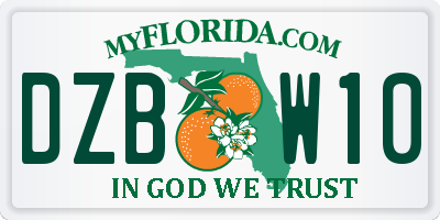 FL license plate DZBW10