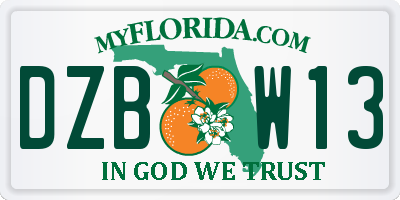 FL license plate DZBW13