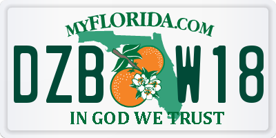 FL license plate DZBW18