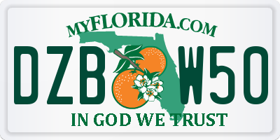 FL license plate DZBW50