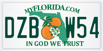FL license plate DZBW54
