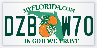FL license plate DZBW70