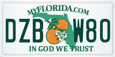 FL license plate DZBW80