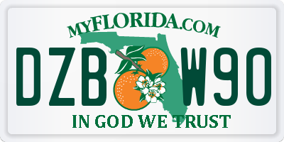 FL license plate DZBW90