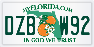 FL license plate DZBW92