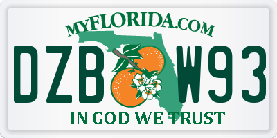 FL license plate DZBW93