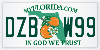FL license plate DZBW99