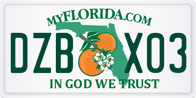 FL license plate DZBX03