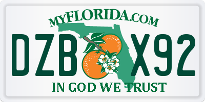 FL license plate DZBX92