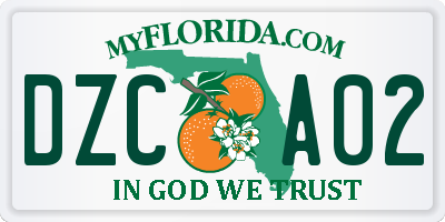 FL license plate DZCA02