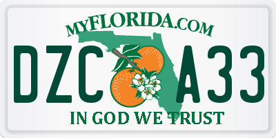 FL license plate DZCA33