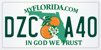 FL license plate DZCA40