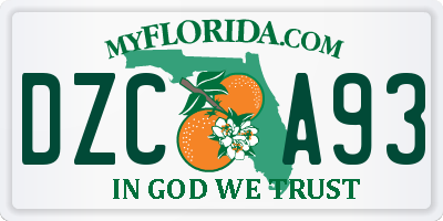 FL license plate DZCA93