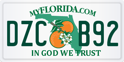 FL license plate DZCB92