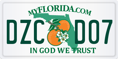 FL license plate DZCD07