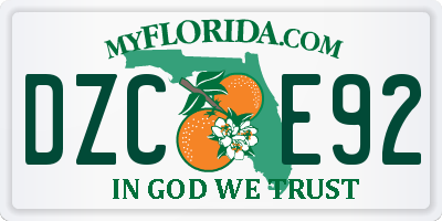 FL license plate DZCE92