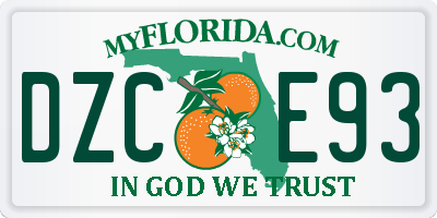 FL license plate DZCE93