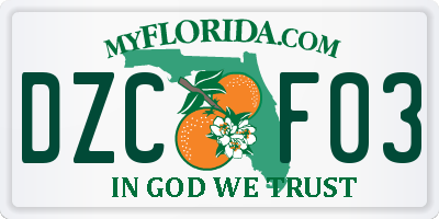 FL license plate DZCF03