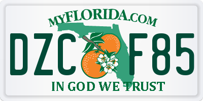 FL license plate DZCF85