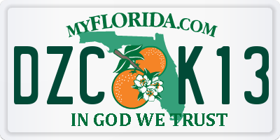 FL license plate DZCK13
