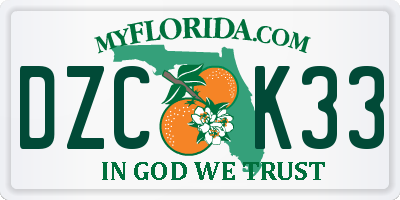FL license plate DZCK33