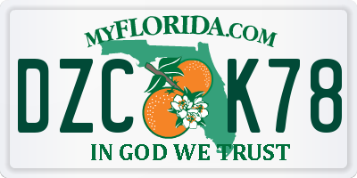 FL license plate DZCK78