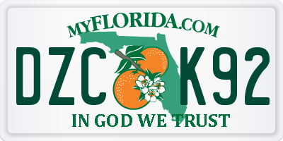 FL license plate DZCK92