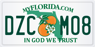 FL license plate DZCM08