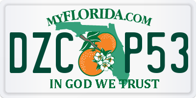 FL license plate DZCP53