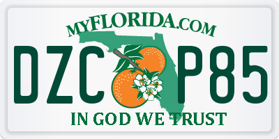 FL license plate DZCP85