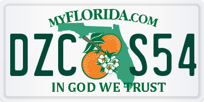 FL license plate DZCS54