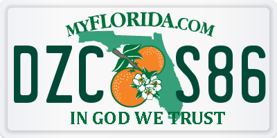FL license plate DZCS86