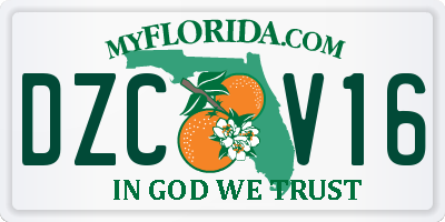 FL license plate DZCV16