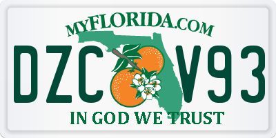 FL license plate DZCV93