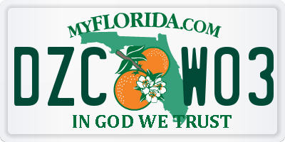 FL license plate DZCW03