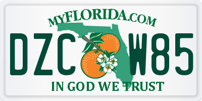 FL license plate DZCW85