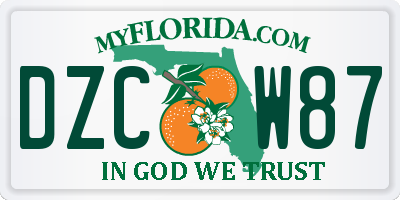 FL license plate DZCW87