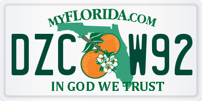 FL license plate DZCW92