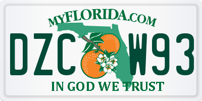 FL license plate DZCW93
